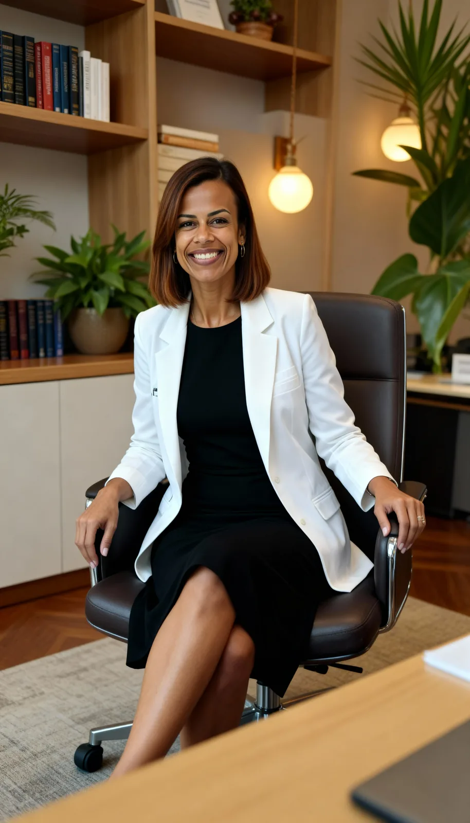 Tatiane Gonçalves sorrindo em seu consultório